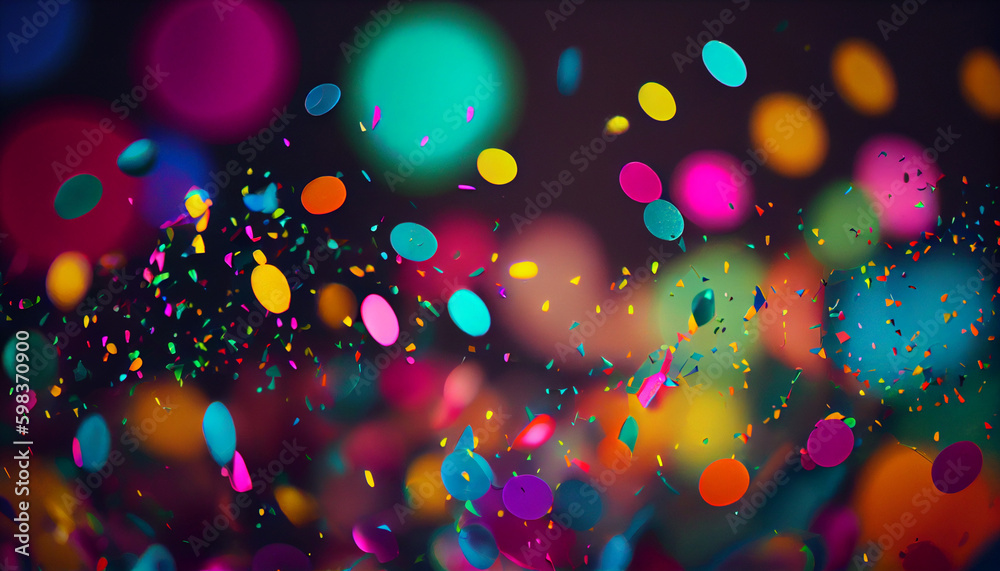 Colorful confetti in front of colorful background Ai generated image