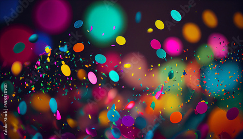 Colorful confetti in front of colorful background Ai generated image