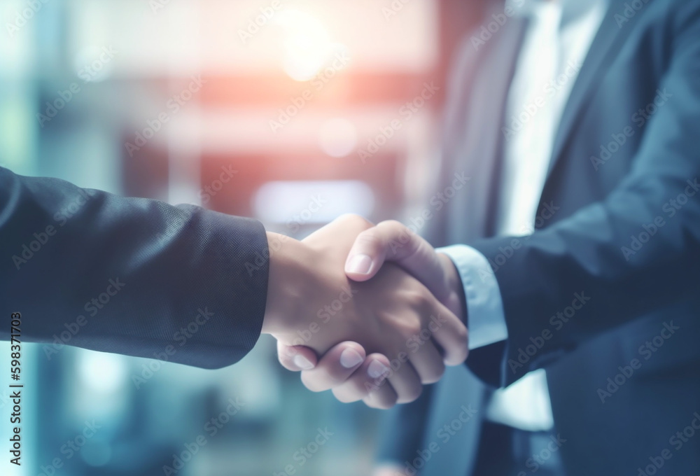 Businessmen handshake making with partner. Business cooperation concept for business, finance and investment background. Generative Ai content Generative AI Businessmen handshake making with partner. Business cooperation concept for business, finance and investment background. Generative Ai content Generative AI