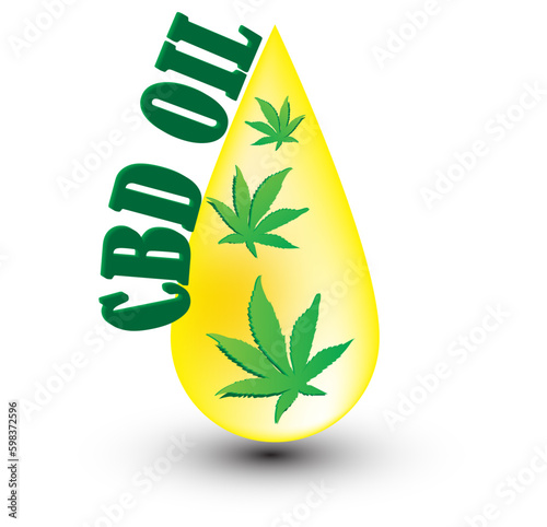 CBD oil and cannabis leaf illustration, conceptual illustration