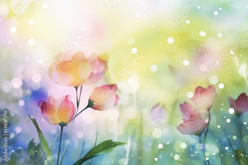 floral background with bokeh, watercolor- Ai © Master-L