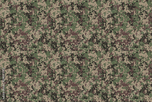 Pixel camouflage for a soldier army uniform. Modern camo fabric design. Digital military vector background. photo