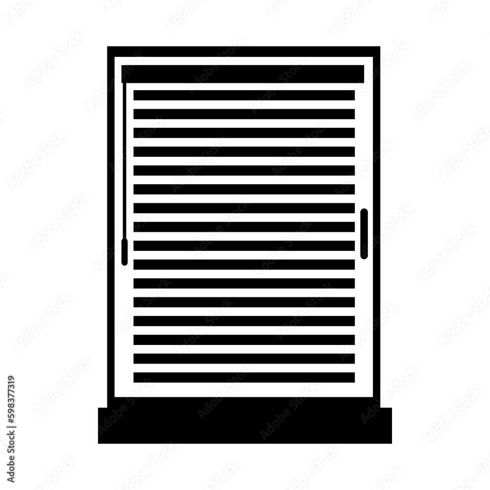 Blinds icon. Jalousie icon isolated on white background. Black pictogram Blinds icon. Jalousie icon isolated on white background. Black pictogram