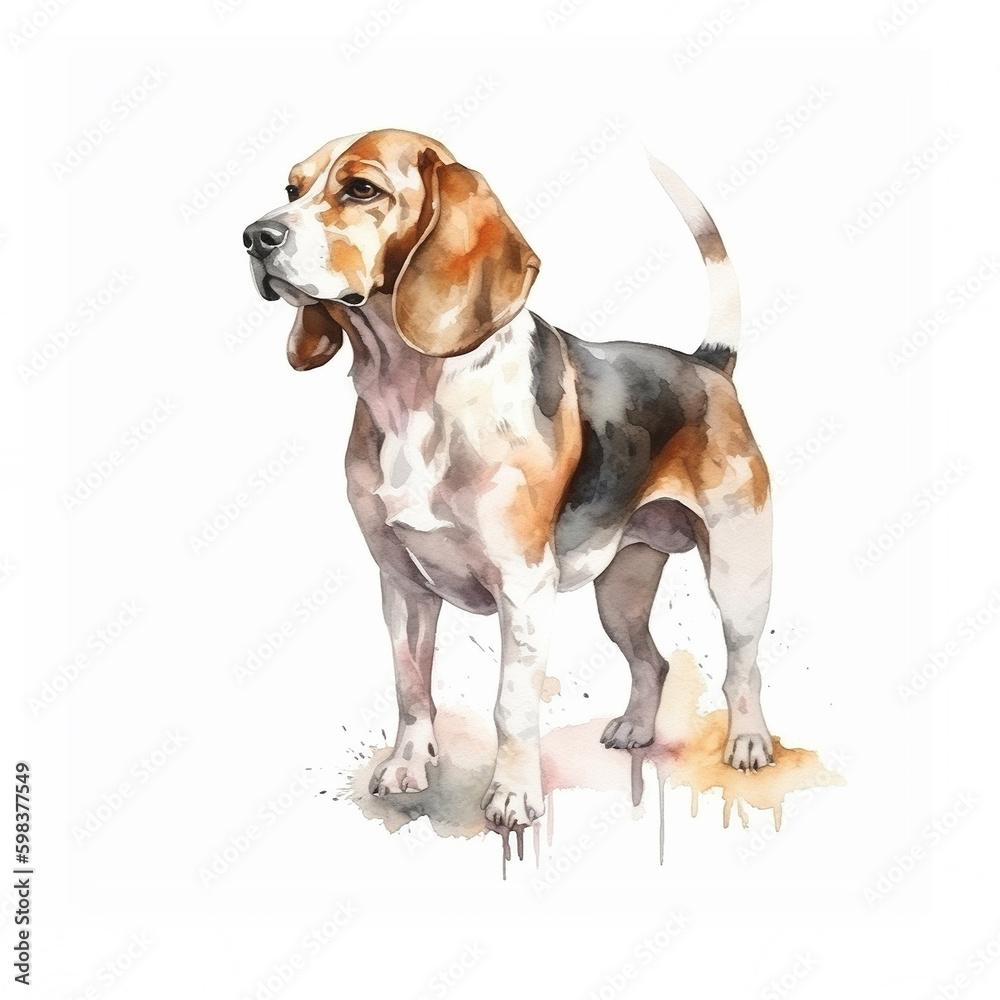  Beagle dog watercolor paint