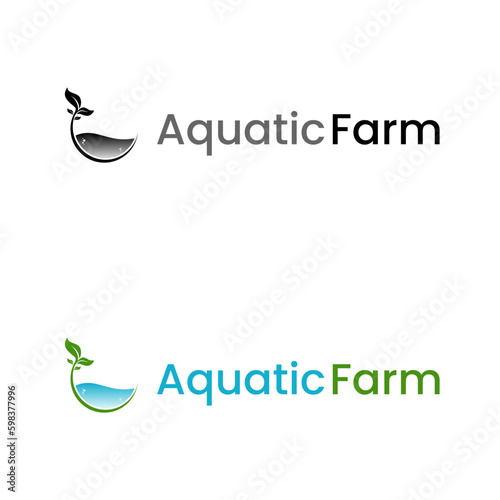 Aquaponics or Eco Fish Farm logo template. Nature fish logo design on white background
