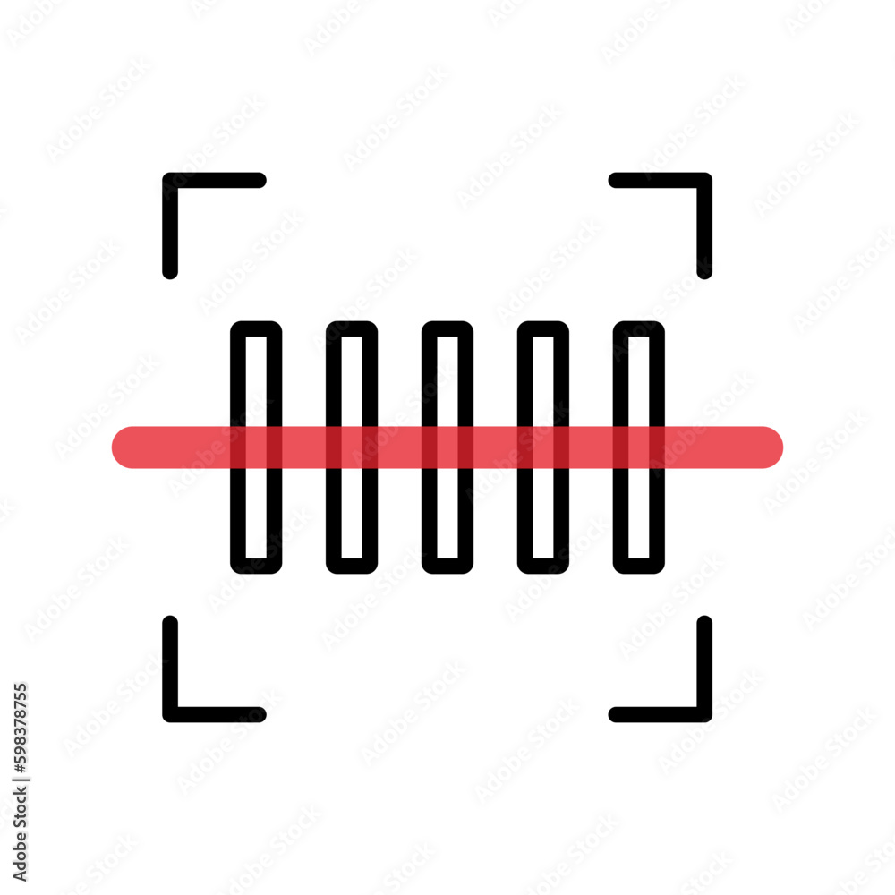 Code scanning icon. Red sensor. Vector. Code scanning icon. Red sensor. Vector.