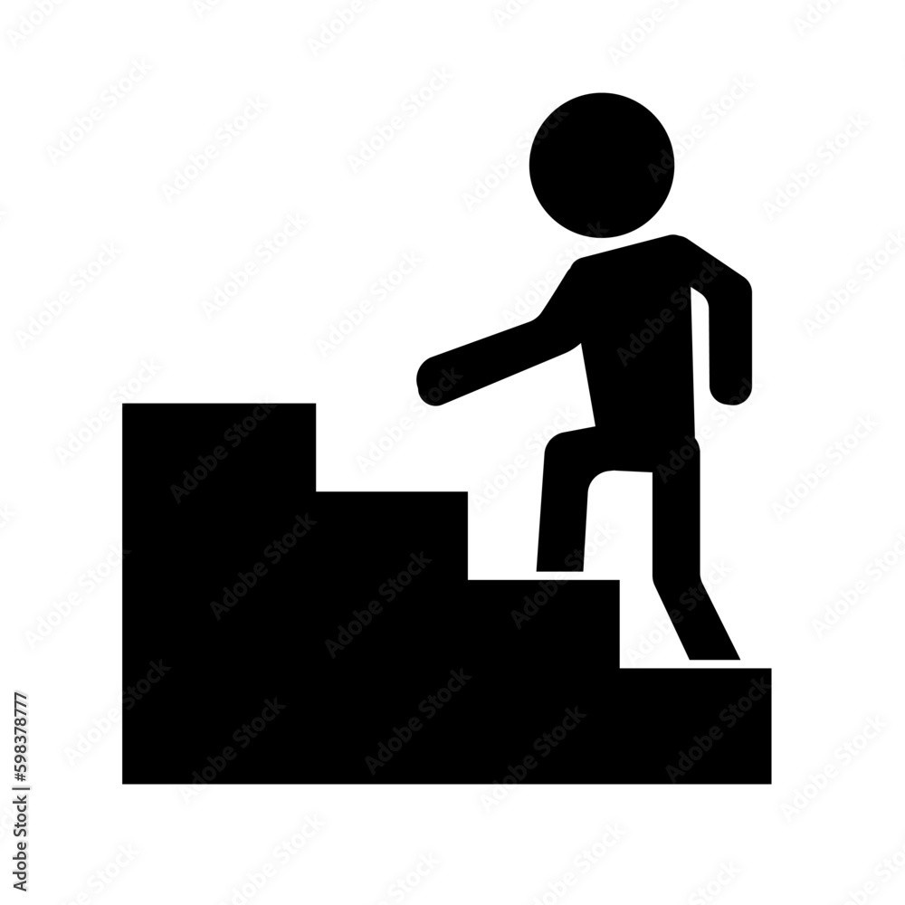 Stairs and human silhouette icons. Floor. Vector.