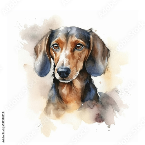 Dachshund dog watercolor paint 