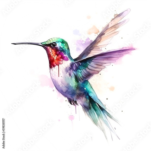 Hummingbird watercolor paint