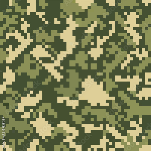 Camouflage pixel seamless pattern. Army dazzles paint template, war repeating