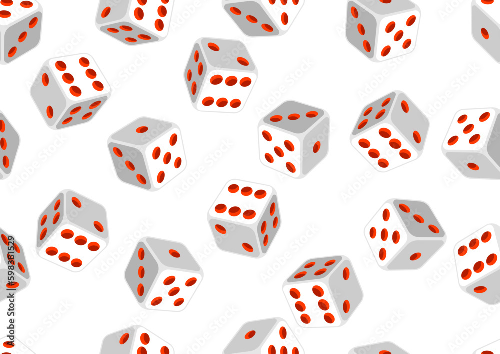 Pattern with playing dice. Game craps image. Casino and betting illustration. Generative AI Pattern with playing dice. Game craps image. Casino and betting illustration. Generative AI
