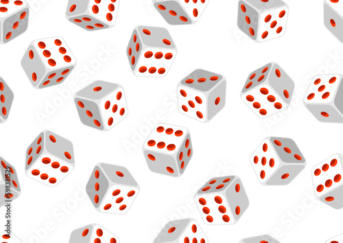 Pattern with playing dice. Game craps image. Casino and betting illustration. Generative AI