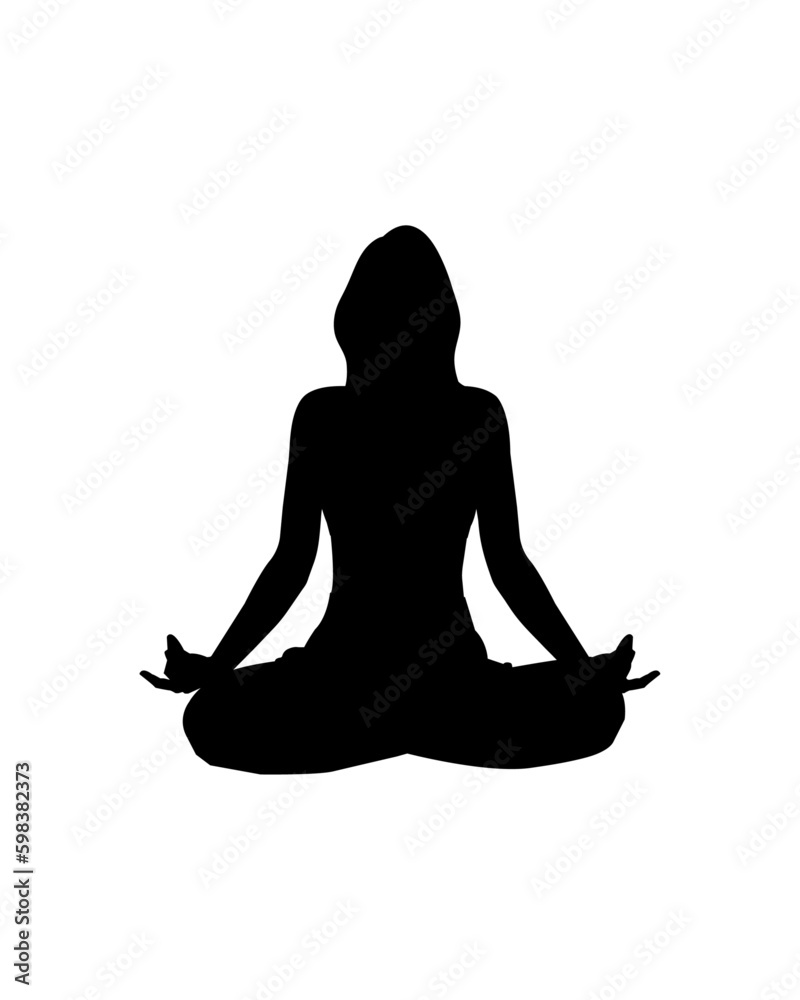 A silhouette of girl doing lotus yoga sport stretching in black color on white background for apps, cards, banners vector A silhouette of girl doing lotus yoga sport stretching in black color on white background for apps, cards, banners vector