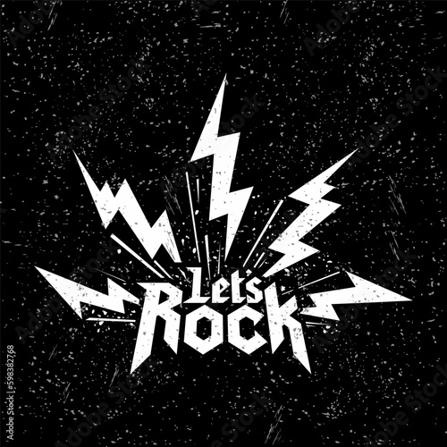 Rock and Roll Music Symbol with Lightning Bolts Vector Design Illustration photo