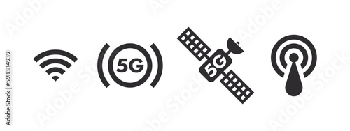 5G Satellite Internet. 5G network. Wireless connectivity icons. Vector scalable graphics