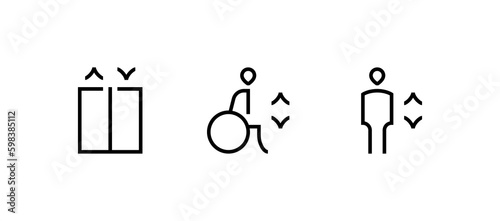 Lift or elevator symbol on white background icons
