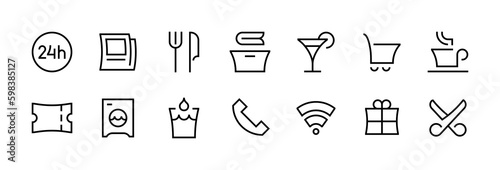 Hotel Services line icons set. Symbols
