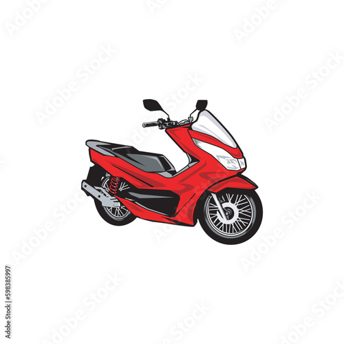 red motorcycle isolated on white