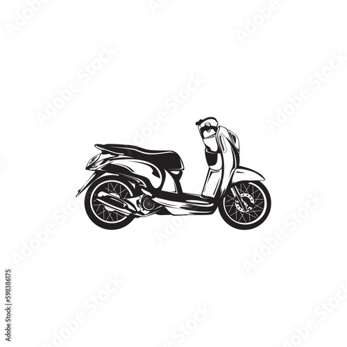 silhouette matic motorcycle vector