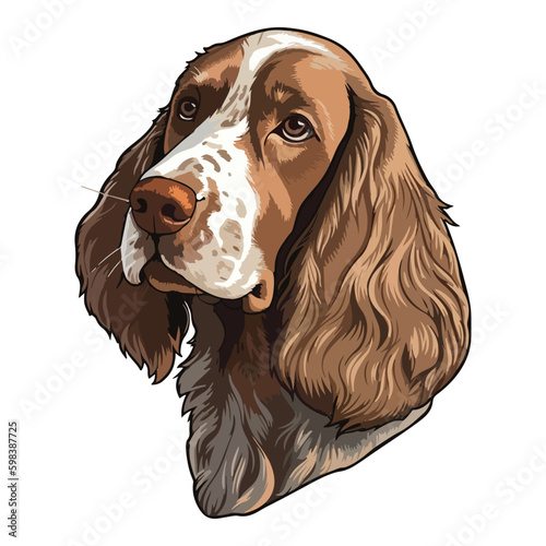 Russian Hunting Spaniel Flat Icon Isolated On White Background
