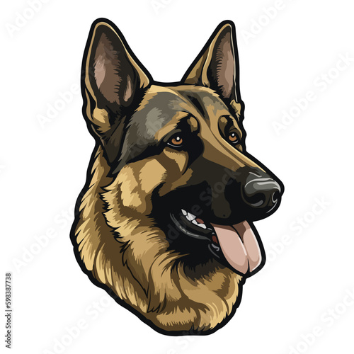 German Shepherd Flat Icon Isolated On White Background