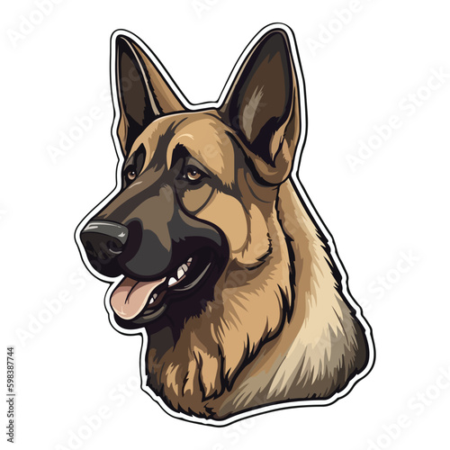 German Shepherd Flat Icon Isolated On White Background