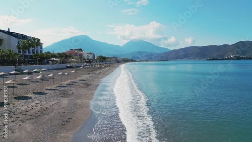 Fethiye Turkey Calis Beach early morning aerial view