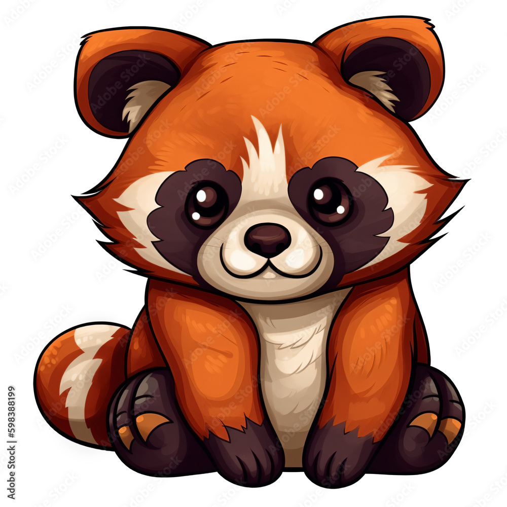 cartoon red panda ai generated clip art Stock Illustration | Adobe Stock