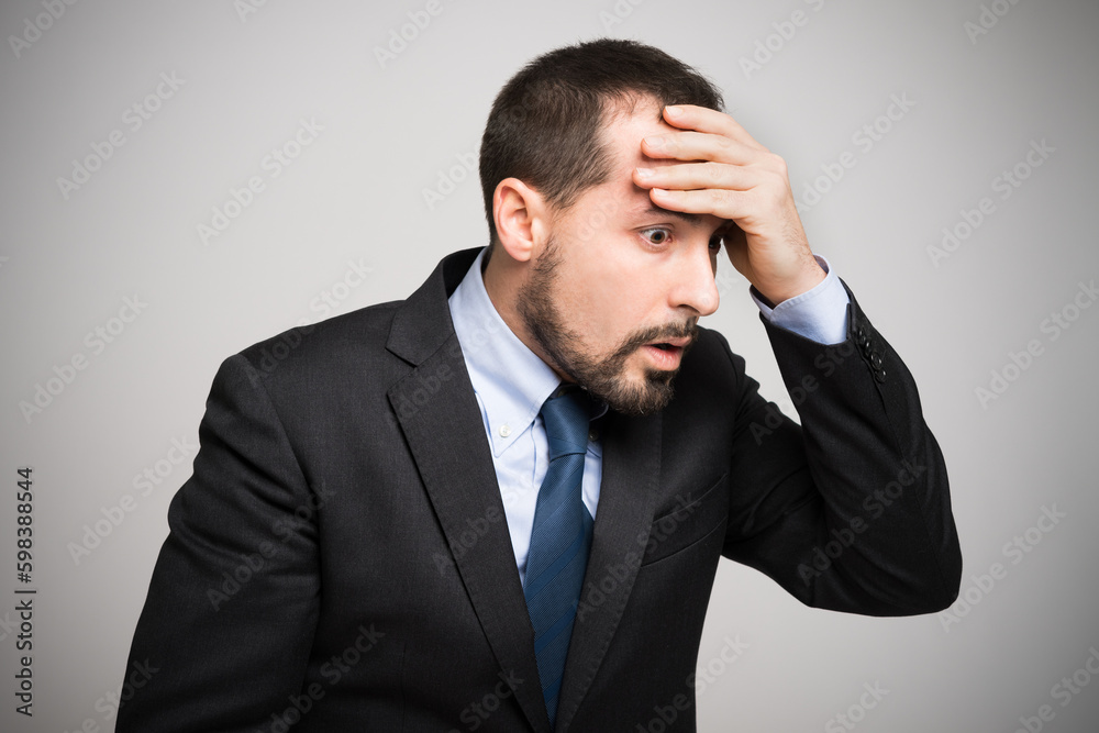 Portrait of a careless man that has forgot something Portrait of a careless man that has forgot something