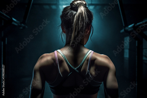 Fitness in Motion: Back View of Athletic Woman in Clean Sharp Focus with Soft Shadows - Generative Ai photo