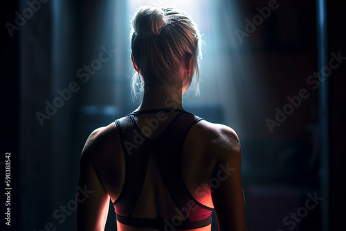 Professional Grade Fitness: Back View of Athletic Woman in Ultra-Detailed Photography - Generative Ai