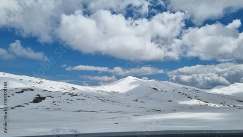Mountains, Snow, blue sky, ski, snowboard, winter, sunny