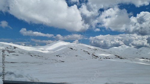 Mountains, Snow, blue sky, ski, snowboard, winter, sunny