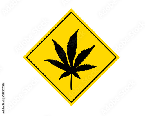 Marijuana Leaf Road WARNING SIGN illustration