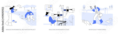 Ecology control abstract concept vector illustrations.
