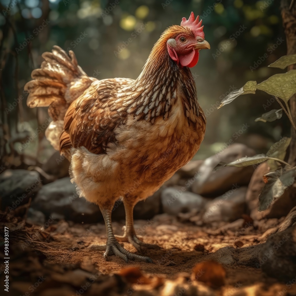 Chicken in natural habitat (generative AI)