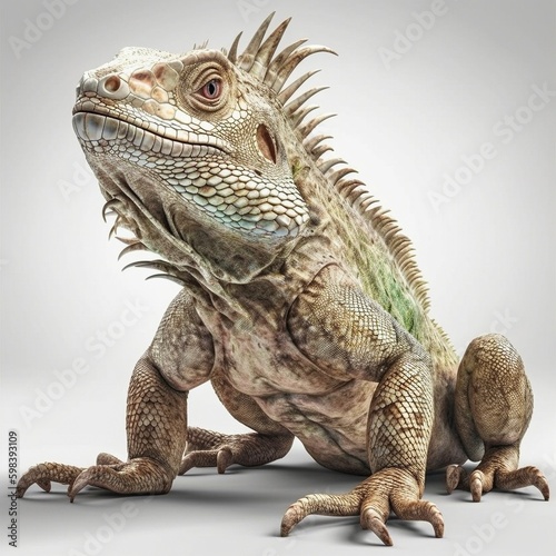 Iguana isolated on white background  Generative AI 