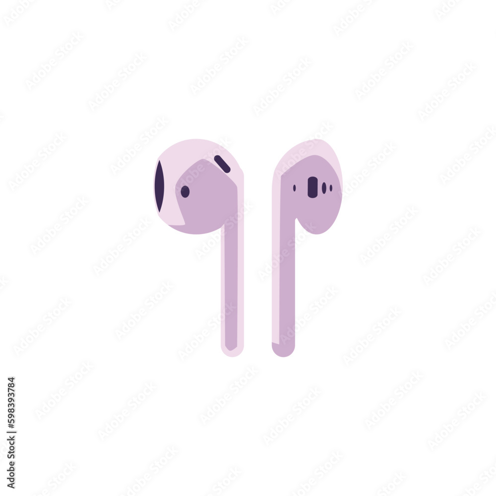 Wireless headphone set for smartphone icon flat vector illustration isolated. Wireless headphone set for smartphone icon flat vector illustration isolated.