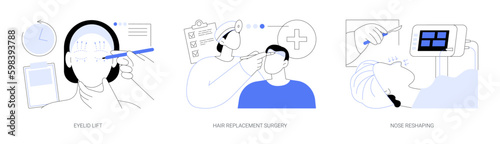 Facial surgery abstract concept vector illustrations.