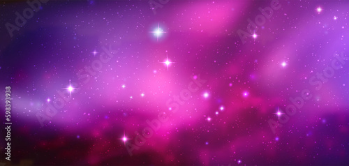 Space vector background with realistic nebula and shining stars. Magic colorful galaxy with stardust