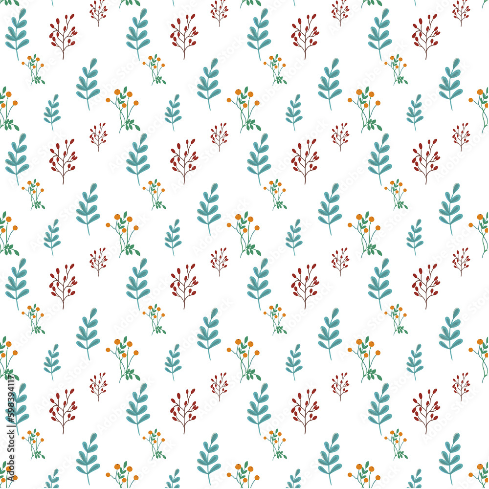 Berries and leaves floral botanical pattern Berries and leaves floral botanical pattern