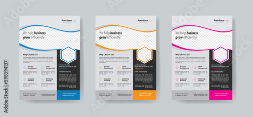 Flyer Template Layout Design. Corporate Business Flyer, Brochure, Annual Report, Magazine Creative Modern Bright Flyer Concept with Square Shapes