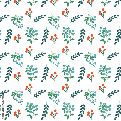 Berries and leaves floral botanical pattern © Armine