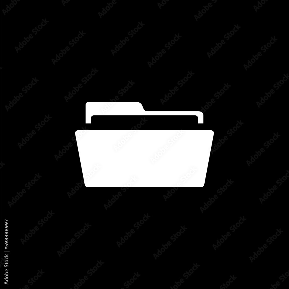 File folder sign, open data directory pictogram isolated on black background