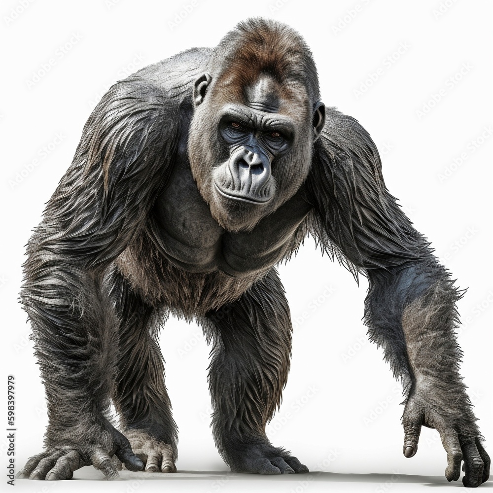 Gorilla isolated on white background (Generative AI) Gorilla isolated on white background (Generative AI)