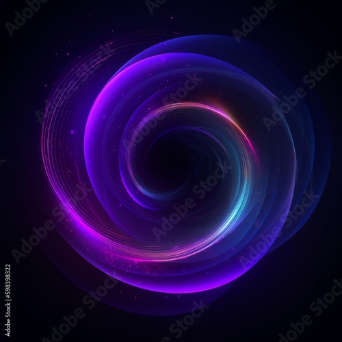Vibrant Spiral with Indigo and Violet Lights, Generative AI