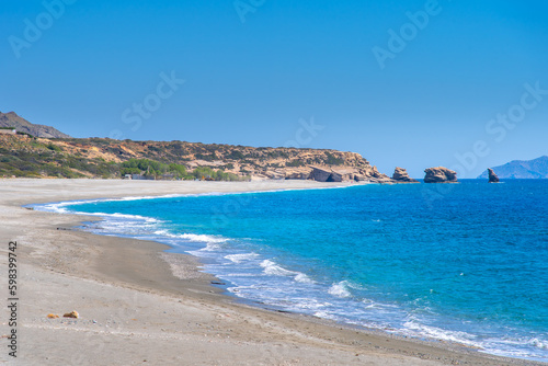 Fototapeta Naklejka Na Ścianę i Meble -  The beach of Triopetra with turquoise sea in Southern Crete, Greece