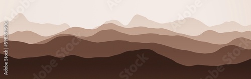 modern peaks landscape - panoramic image computer graphic background illustration