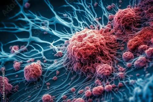 cancer cell sick background, microcopy view, generative ai photo