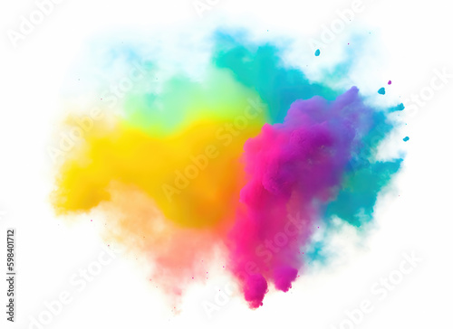 Colorful splash of bright paint, explosion of colored powder.